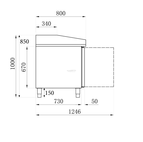 Pizzadisk 1515 x 800 x 1000 mm, 2 låger