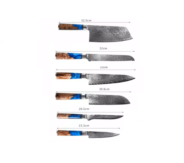 Damaskus 67 lags knivsæt - 6 Knive - Image 5